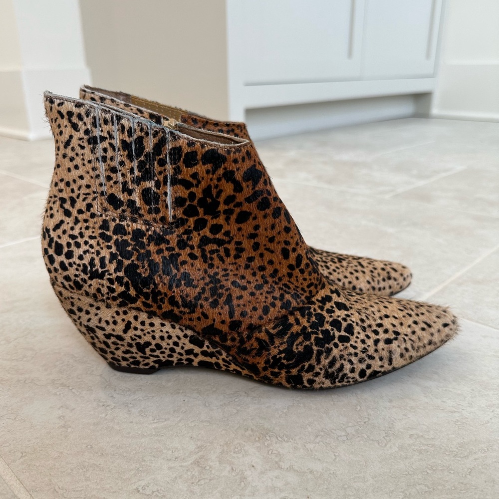 Matisse Spotted Cowhide Wedge Booties
